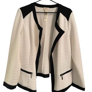 Chico's Black and White Blazer with Modern Silhouette